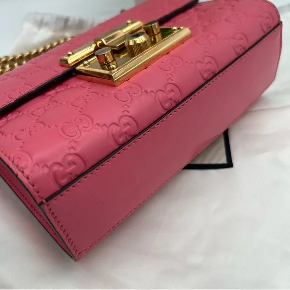GUCCI GG Microguccissima pink Padlock Leather Chain Shoulder bag ❤️ - Picture 4 of 12